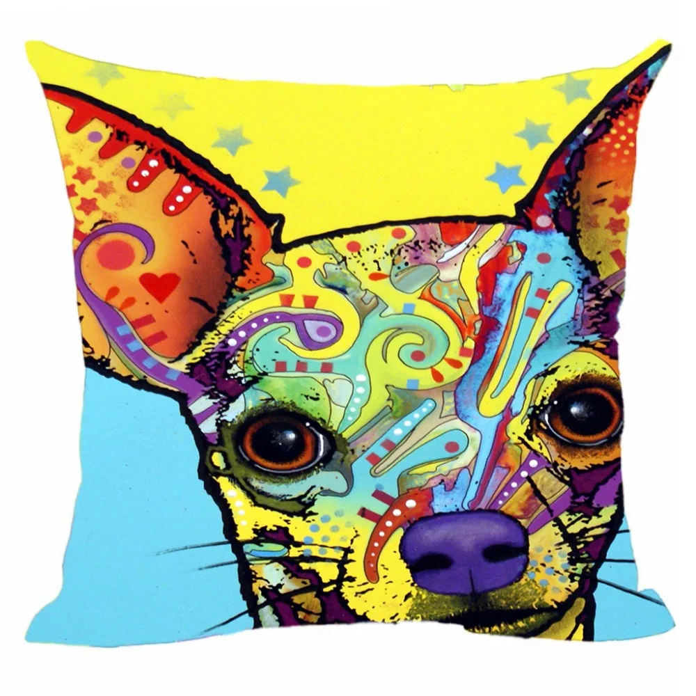 Разноцветный чехол для подушки с изображением чихуахуа милые собаки кошки