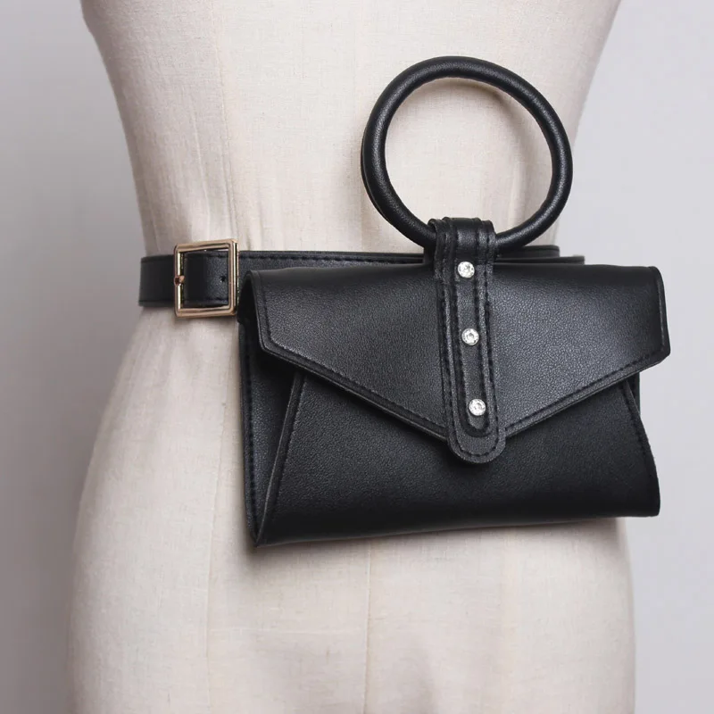 Black waist bag Для женщин сумка на поясном ремне Roundhandle поясная сумка кожаная сумки на плечо Для женщин хозяйственная сумка-тоут модные курьерские телефон Phouch Поясные Сумки на пояс - Цвет: Black waist bag