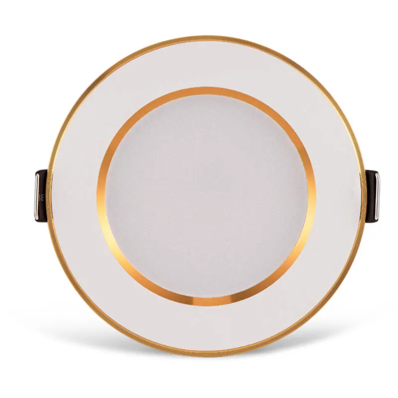 Led Downlight de oro círculo 3w 5w 9w 12w 15w 18w 230V 220V empotrable de techo oro Downlight ronda Panel Led luminoso para interior