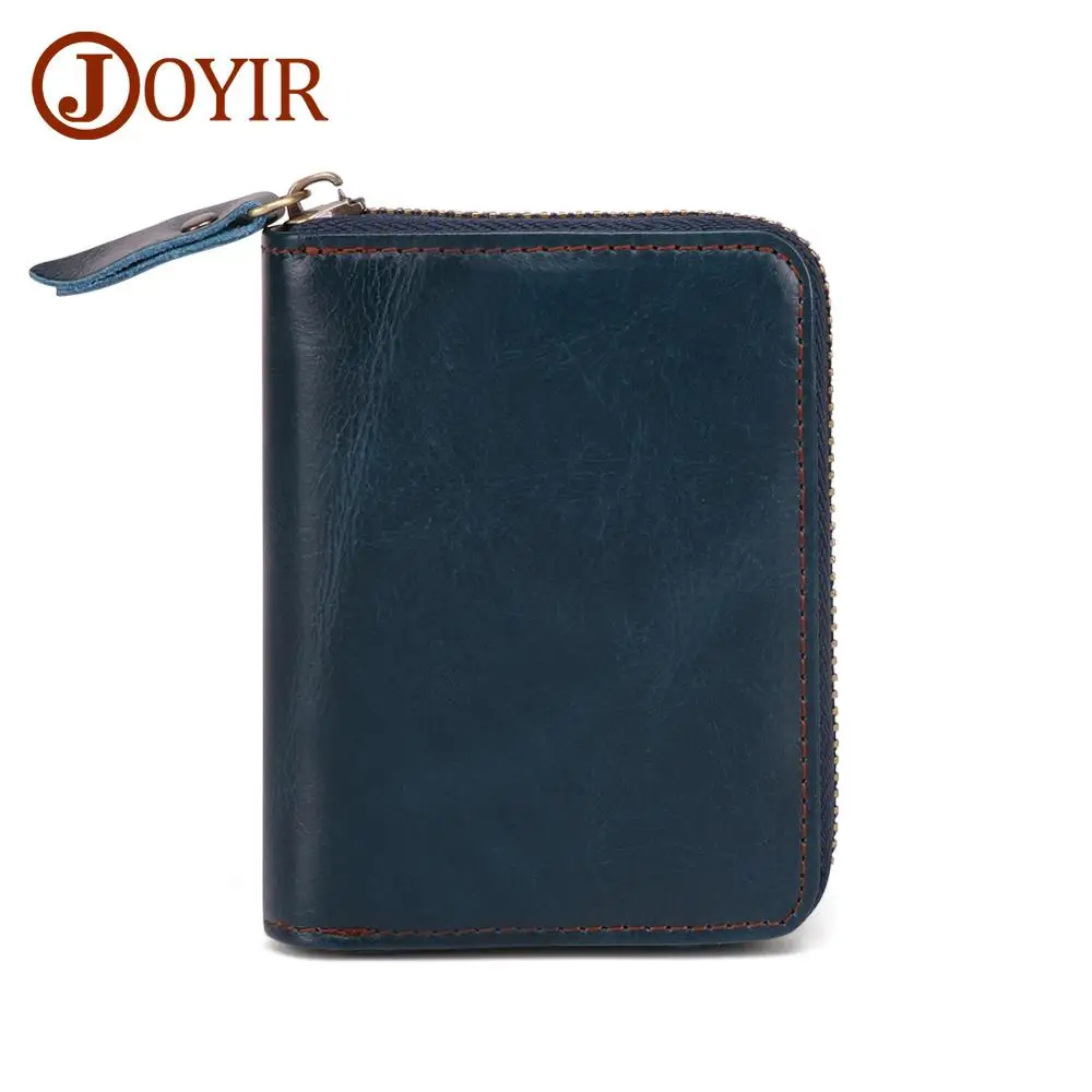 Joyir из натуральной кожи карты Rfid Бумажник Бизнес из воловьей кожи унисекс кредитные карты держатель для карт бумажник Для мужчин Для женщин кредитных карт и не только! сделана из портмоне - Цвет: Dark blue