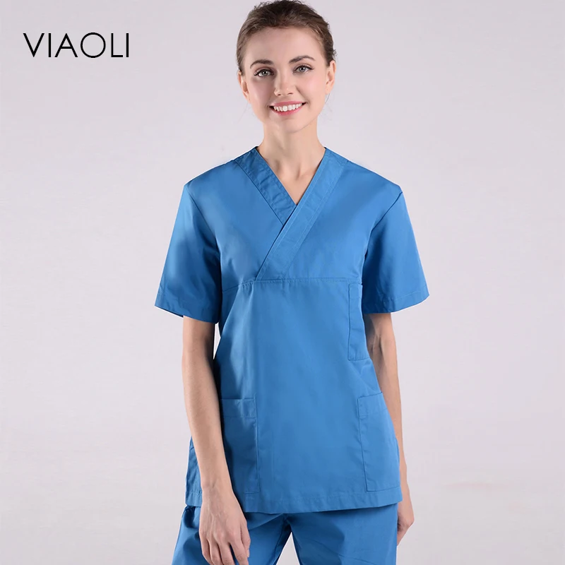 Viaoli, Женская медицинская униформа, скрабы для кормления, одежда с коротким рукавом, пальто, одежда для доктора, одежда для кисти, одежда для рук, топ+ штаны, Новинка - Цвет: light