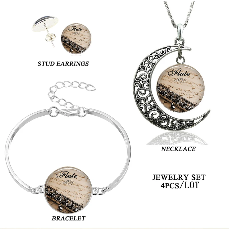 Модные аксессуары для флейты и музыки покрытые драгоценностями колье браслет