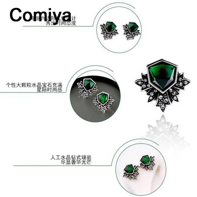Comiya Brincos Punk Fashion Antique Silver Color Zinc Alloy Epoxy Resin Stone Stud Earrings Pendientes Hombre Post Lady Earring | Украшения