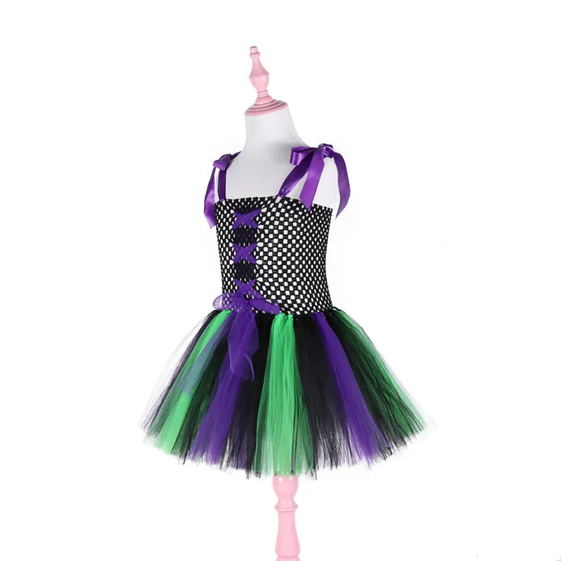 

2-8Y Little Witch Baby Girls Christmas Cosplay Party Dress Princess Kids Tulle Tutu Dresses Children Fancy Costume