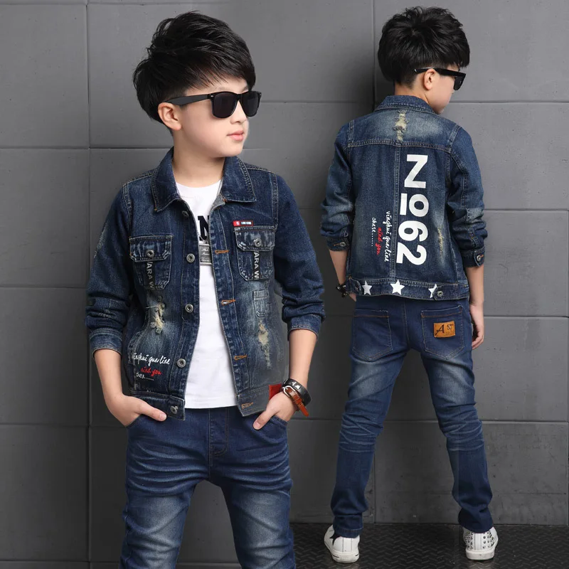 2019 New Boys Suits Spring Autumn Kids Girls Denim Casual Clothing Sets Fashion Child Clothes Top Outfit For Boy | Детская одежда и