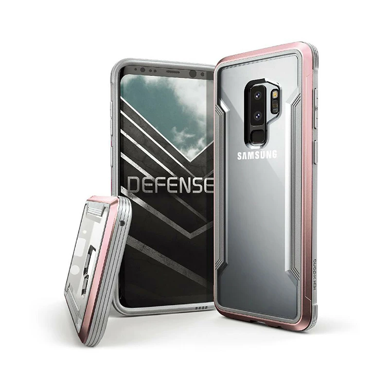 Чехол X-Doria Defense Shield для samsung Galaxy S9 S9 Plus, защитный чехол в стиле милитари из алюминия - Цвет: Rose Gold