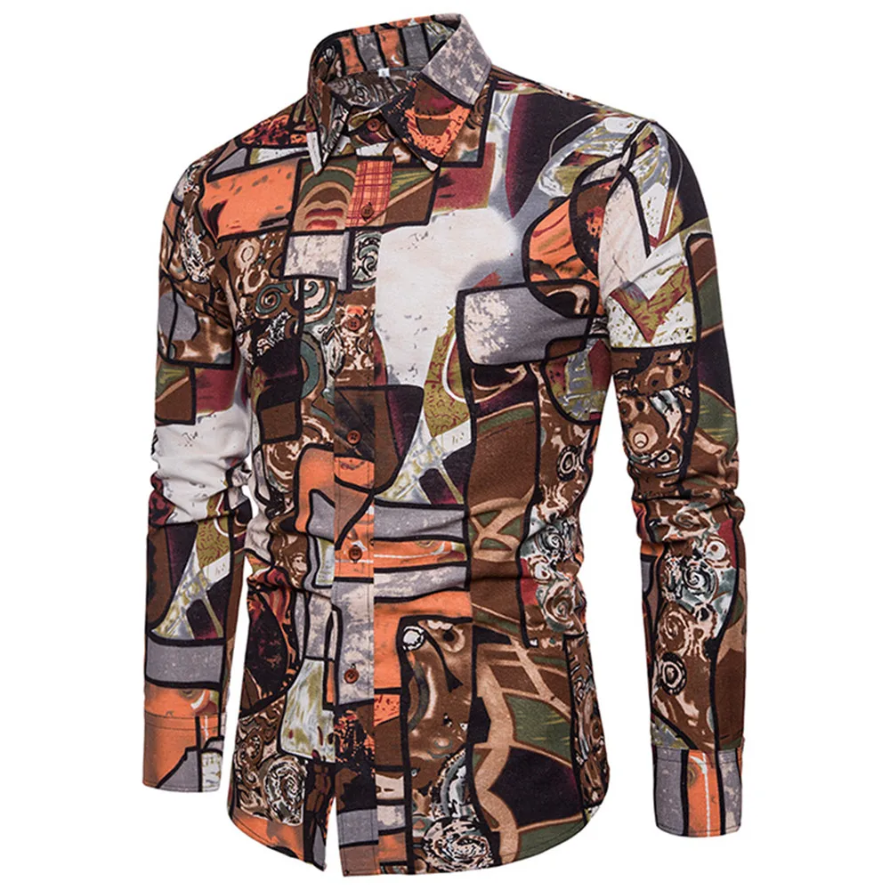Shirt D Цветной мужской костюм для отдыха с принтом, длинные рукава, Мужские штаны и рубашки, набор для вечеринки, новинка, спортивные костюмы, 5XL, высокое качество, льняная одежда - Цвет: Shirt D