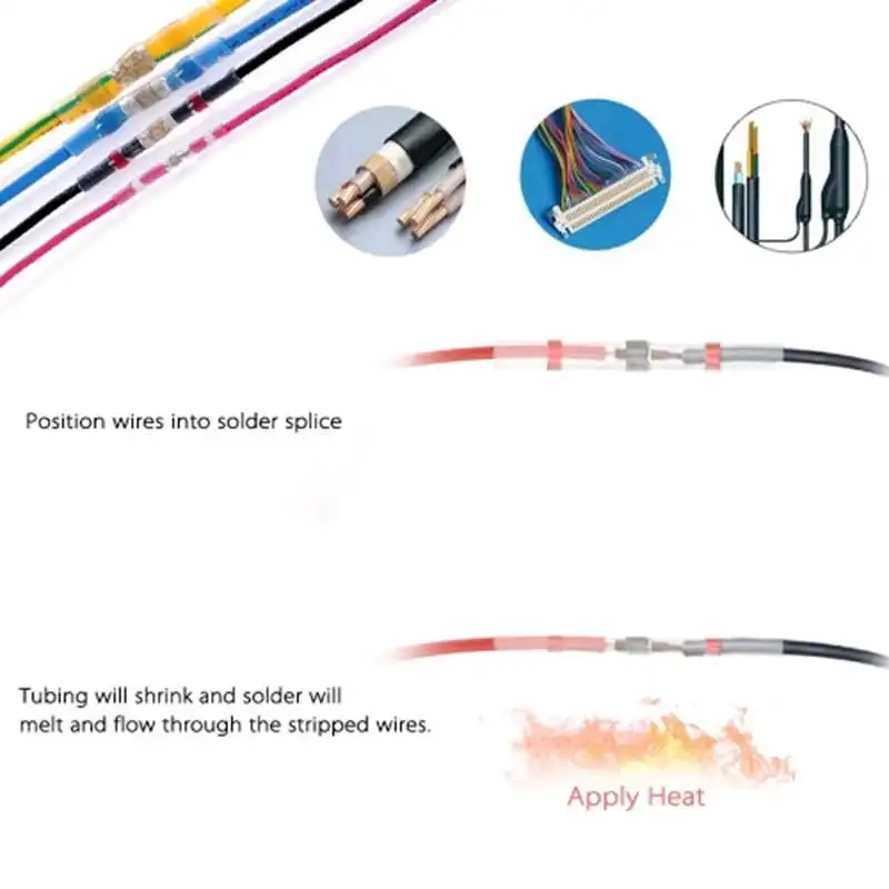 100 шт. соединители для уплотнения припоя термоусадочные стыковые электрические