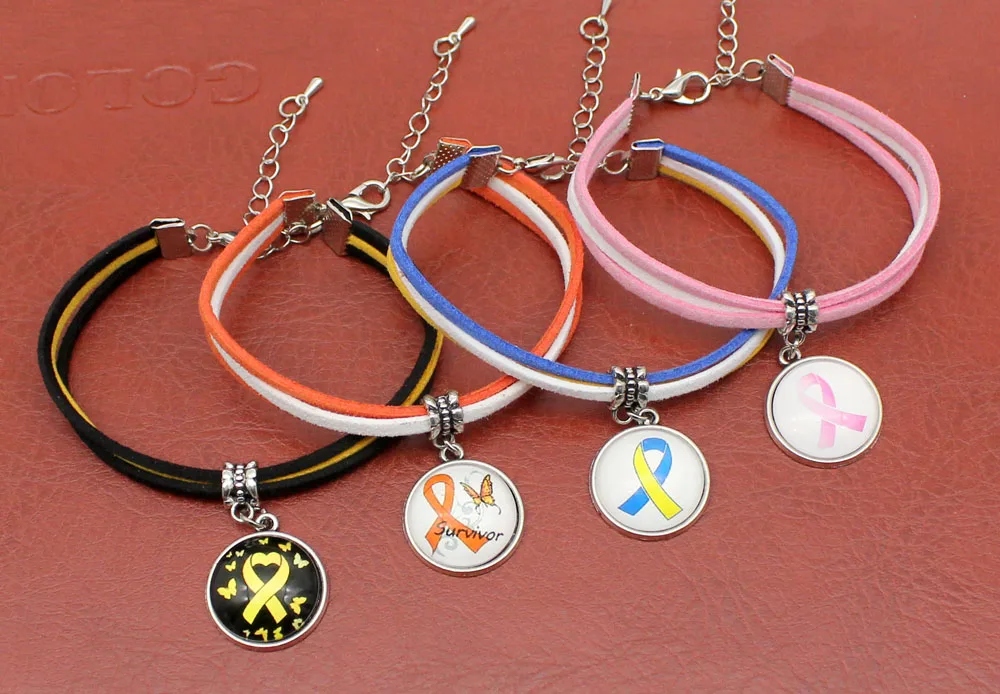 Breast Cancer Awareness Pink Ribbon Charm Bracelets For Women Men Bracelet Jewelry Friendship Gift With Card | Украшения и