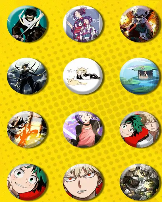 6 шт/12 шт набор Boku no Hero Academy Bakugou Katsuki/Iida Tenya/Todoroki Shouto брошь yaoi fan значок на булавке сумка Одежда - Окраска металла: 12pcs