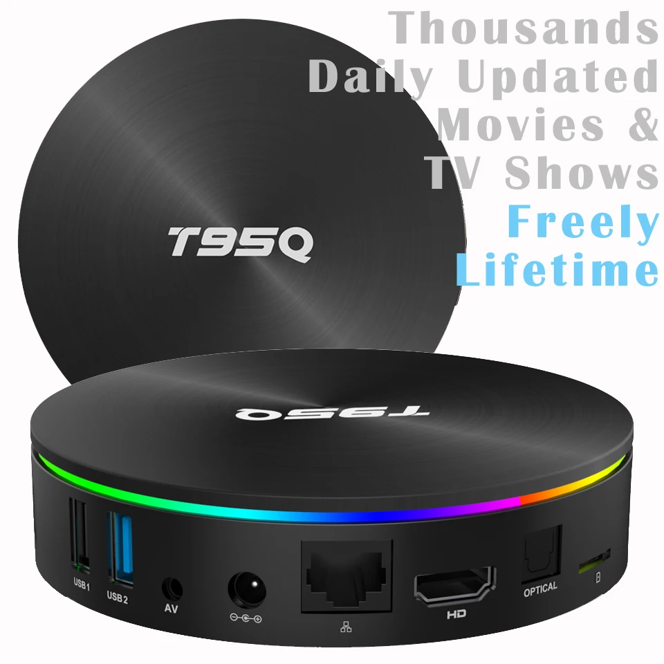 T95Q S905X2 A53 Четырехъядерный 4 ГБ/64 Гб 4 K Смарт Android 8,1 ТВ Потоковое видео устройство 4 ГБ/32 ГБ тысячи ежедневных обновленных фильмов и ТВ-шоу