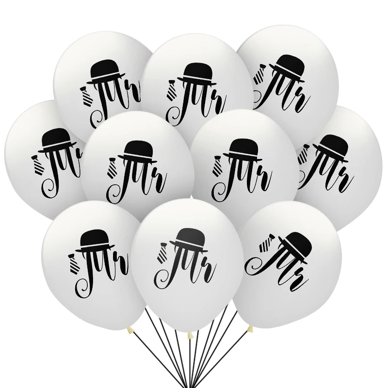 mr 10pcs 10 шт. только что замужние шары Mr& Mrs латексный Набор Свадебные украшения Помолвочные вечерние принадлежности белые 123 вечерние 10 дюймов - Цвет: mr 10pcs