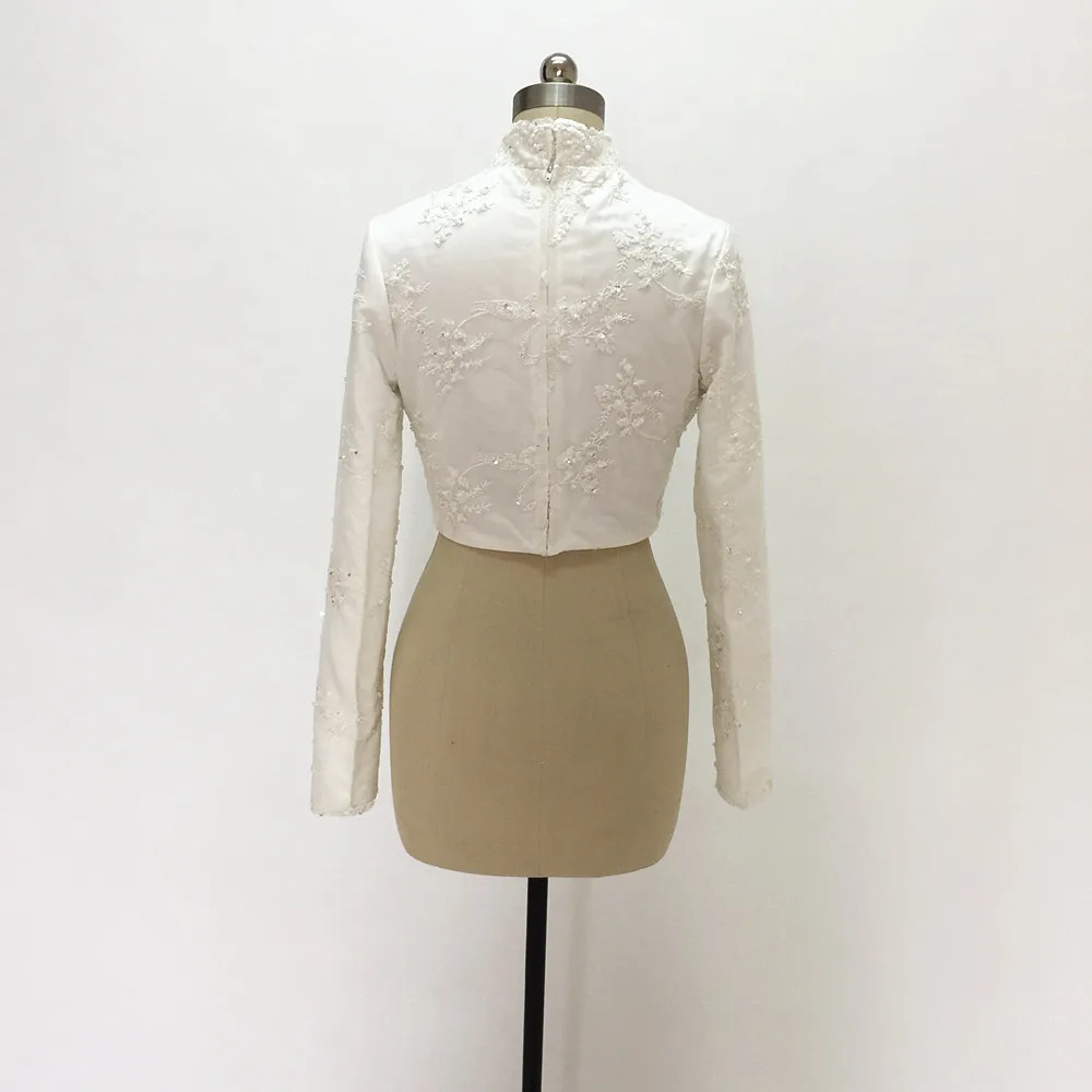 Свадебный жакет 2020 белая свадебная шаль с длинным рукавом кружевом и бусинами