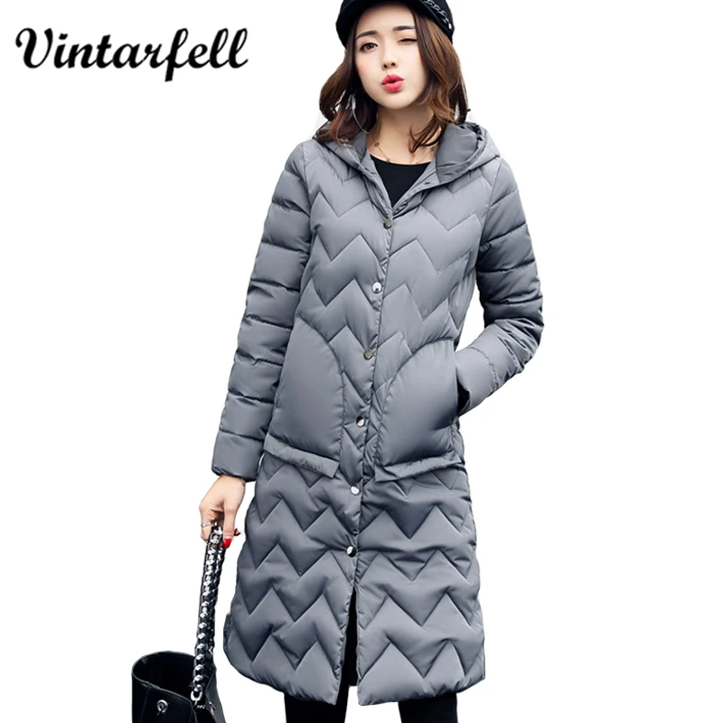 Vintarfell X длинные парки женские зимние теплые пальто с длинным рукавом капюшоном