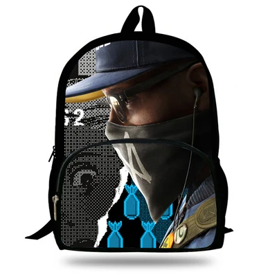 16 дюймов Лидер продаж игры печати сумки для подростков Watch Dogs рюкзак для детей мальчиков и девочек Повседневное сумки для детей студентов