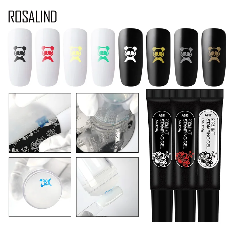 Гель лак ROSALIND для стемпинга гибридный полуперманентный УФ ногтей пластина