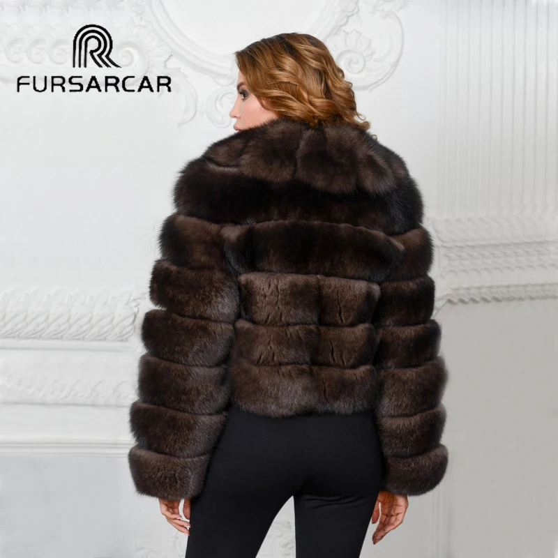 Женская куртка из натурального Лисьего меха FURSARCAR роскошная зимняя натуральной