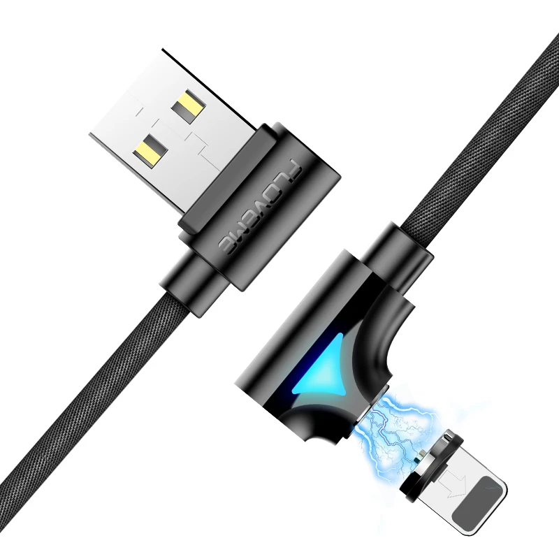 Магнитный зарядный Micro USB кабель FLOVEME L для Xiaomi Redmi Note 5, Магнитный зарядный кабель USB C type C для samsung S9 iPhone - Цвет: Black