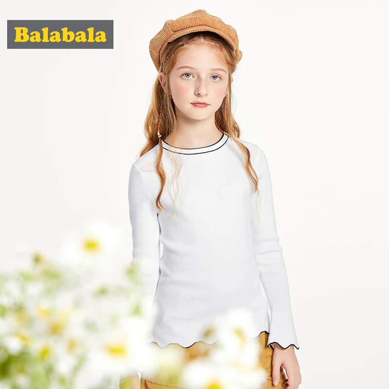 Balabala Children clothing girls sweater cotton o neck 2019 new autumn big girl sweet fashion | Детская одежда и обувь