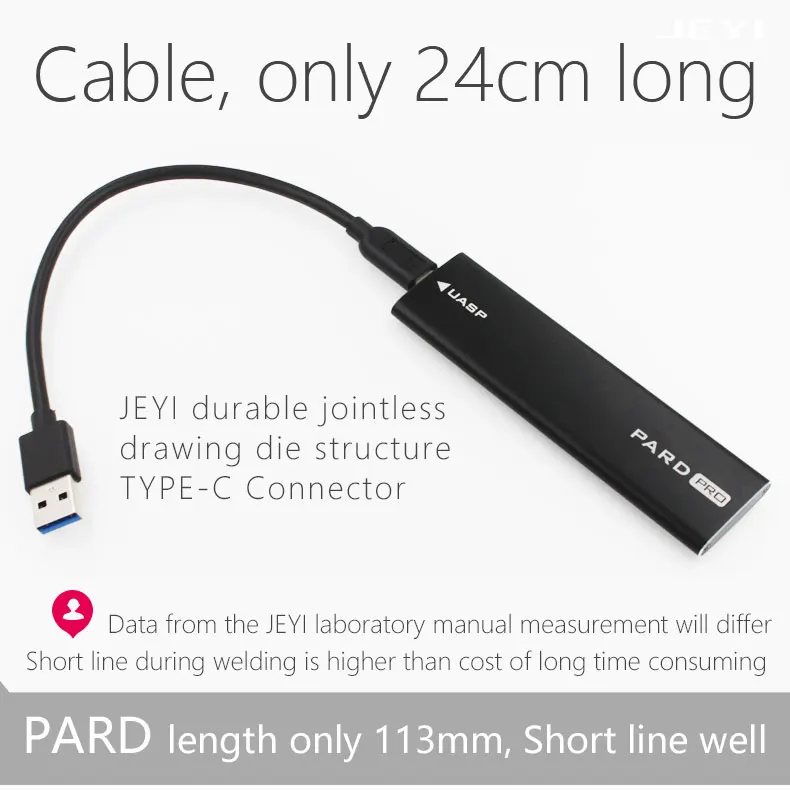 JEYI PARD PRO TYPE-C USB3.1 USB3.0 m.2 NGFF SSD мобильный диск через VLI716 Поддержка отделка SATA3 6 Гбит/с UASP Алюминий корпус SSD, HDD