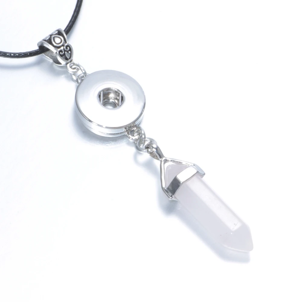 New Arrivals Fashion Charms Fit 18mm Snap Button Jewelry Natural Hexagon Stone Pendant Necklace DZ0117h| |
