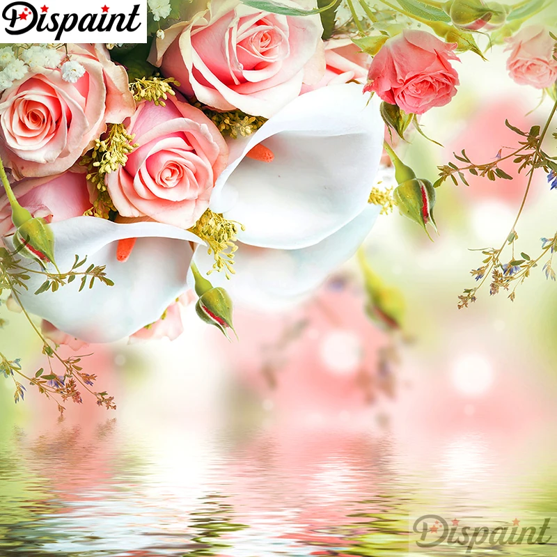 

Dispaint Full Square/Round Drill 5D DIY Diamond Painting "Rose flower scenery" Embroidery Cross Stitch 3D Home Decor Gift A10810