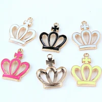 10pcslot crown shape drop charms zinc alloy metal enamel charm pendant for diy craft bracelet necklace earrings jewelry making