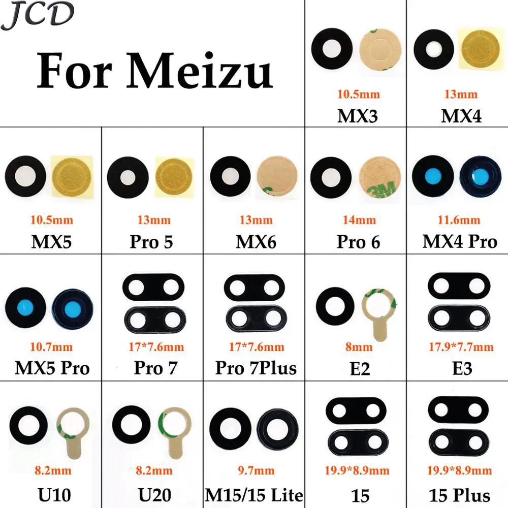 Стеклянный объектив JCD для MEIZU MX3 MX4 MX5 MX6 Pro 5 6 7 E2 E3 U10 U20 15 lite Plus стеклянный задней