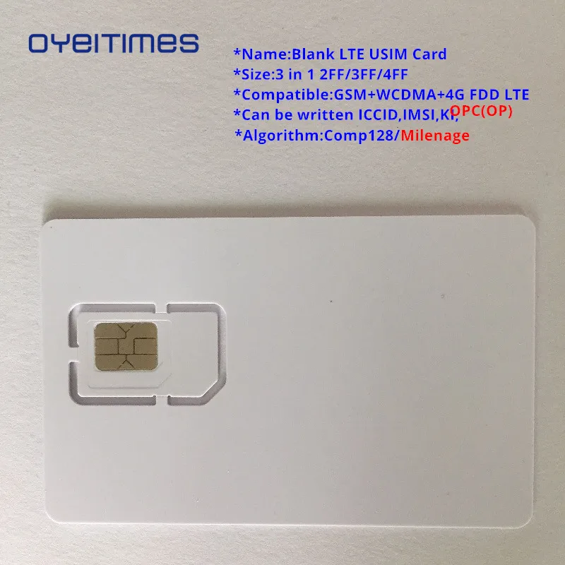 OYEITIMES Blank SIM Card 4G LTE Programmable SIM Card Mobile Phone SIM Card ICCID IMSI PIN PUK ADM KI Milenage COMP128 Algorith