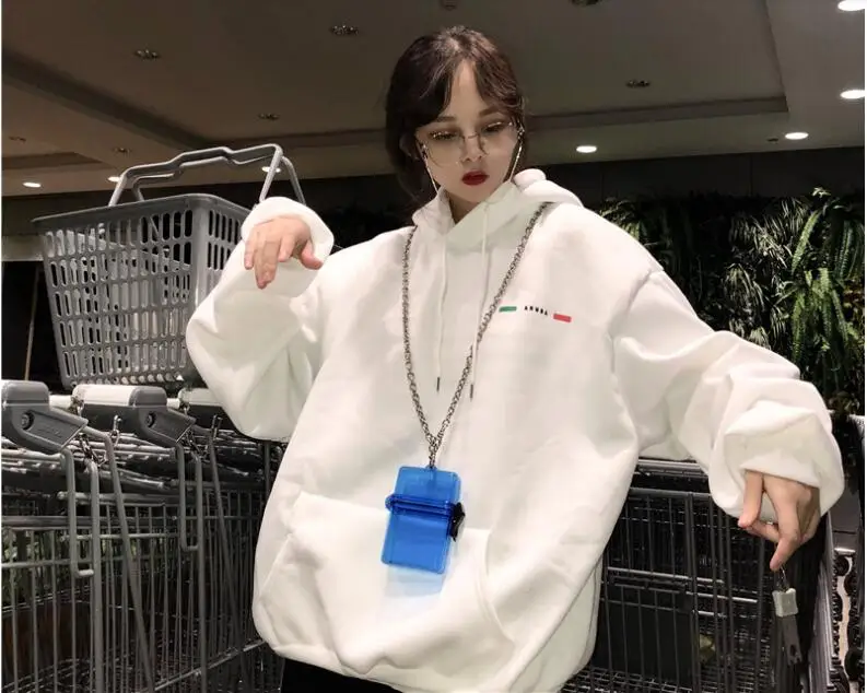 YouGeMan осенние корейские модные толстовки женские кофты Harajuku мультфильм свободные с длинным рукавом Толстовка с капюшоном женское флисовое пальто