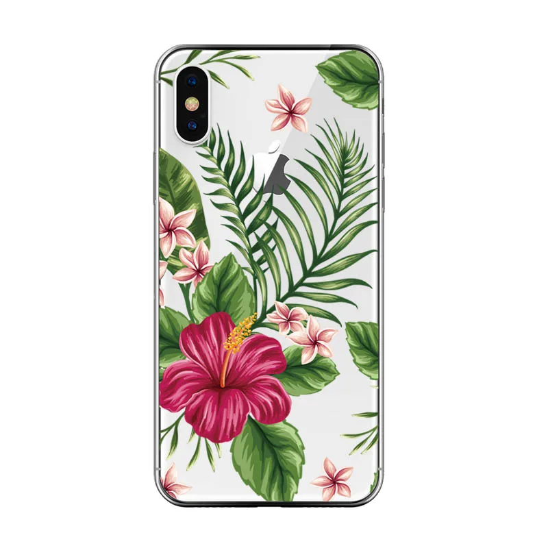 Мягкий силиконовый чехол для iphone 5 S SE 6 6s 7 8 Plus Фламинго цветочный узор телефона X 10