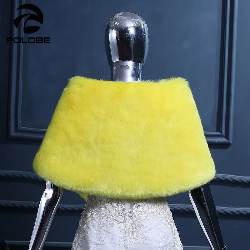 Yellow Faux Fur Wedding Shawls Wraps Warm Winter Womens Evening Party Bridal Bolero Pashmina | Свадьбы и торжества