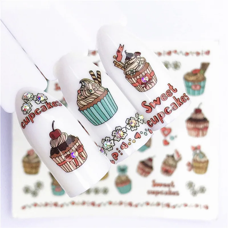 

1@# 1 pcs Fruit Christmas Nail Stickers Flowers pPlants Water Decal Cat Pattern 3D Manicure Sticker Nail Art Decoration m2N96