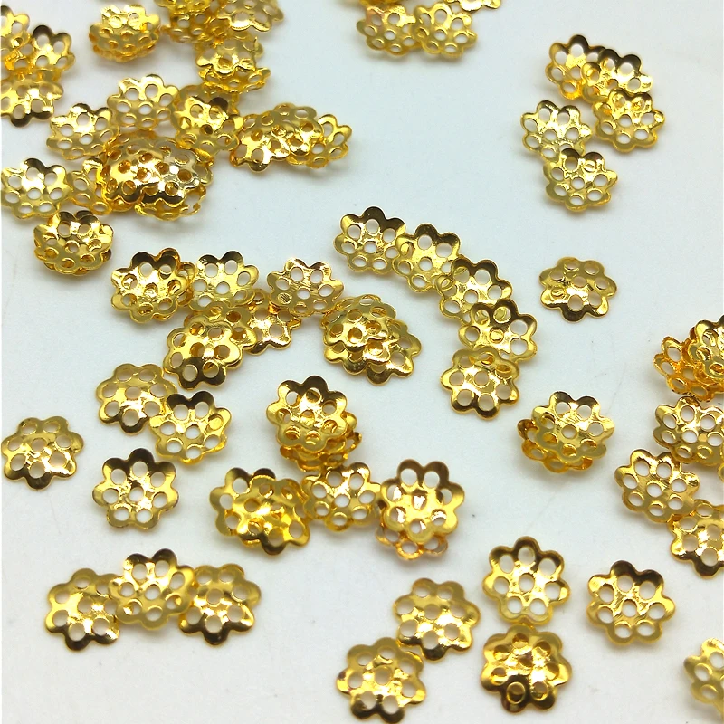 DIY 6mm 100pcs Jewelry Findings Flower Hat Isolation Beads Accessories for Necklace Wholesale | Украшения и аксессуары