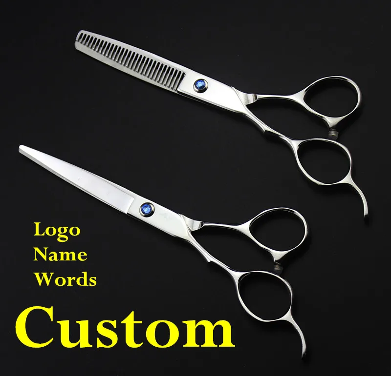 

Custom 440c 6 5.5 inch Left hand cutting barber Thinning scisor cut hair scissor shears styling tools hairdressing scissors set