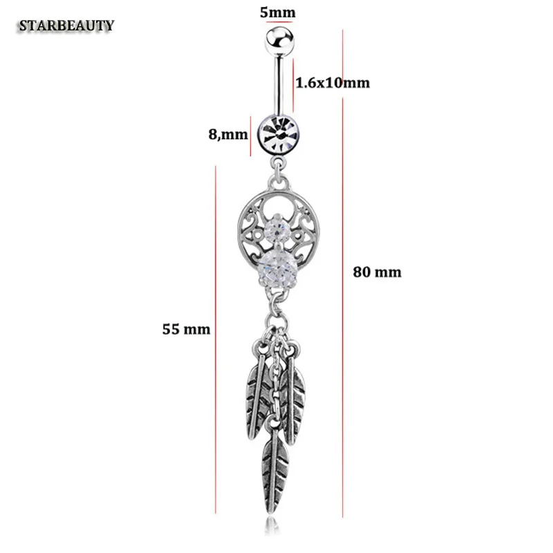 Starbeauty три листья длинный пупок пирсинг Ombligo сексуальный AAA циркон пупка кольца
