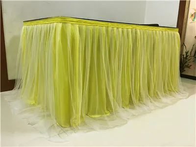 lemon and white Тюлевая юбка-пачка для стола, вечерние, свадебные, для украшения дома, банкета, юбка для стола, скатерть - Цвет: lemon and white