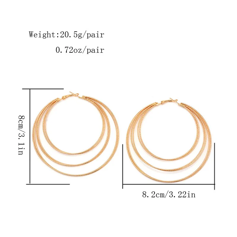 Personality exaggerated and fashionable big circle earring metal multi-layer small | Украшения и аксессуары