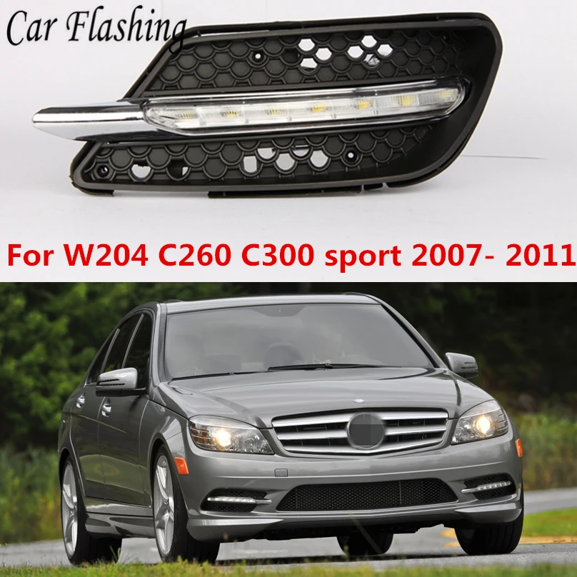 Автомобильные мигающие фары для Mercedes benz W204 C260 C300 sport 2007 2008 2009 2010 2011 дневные ходовые