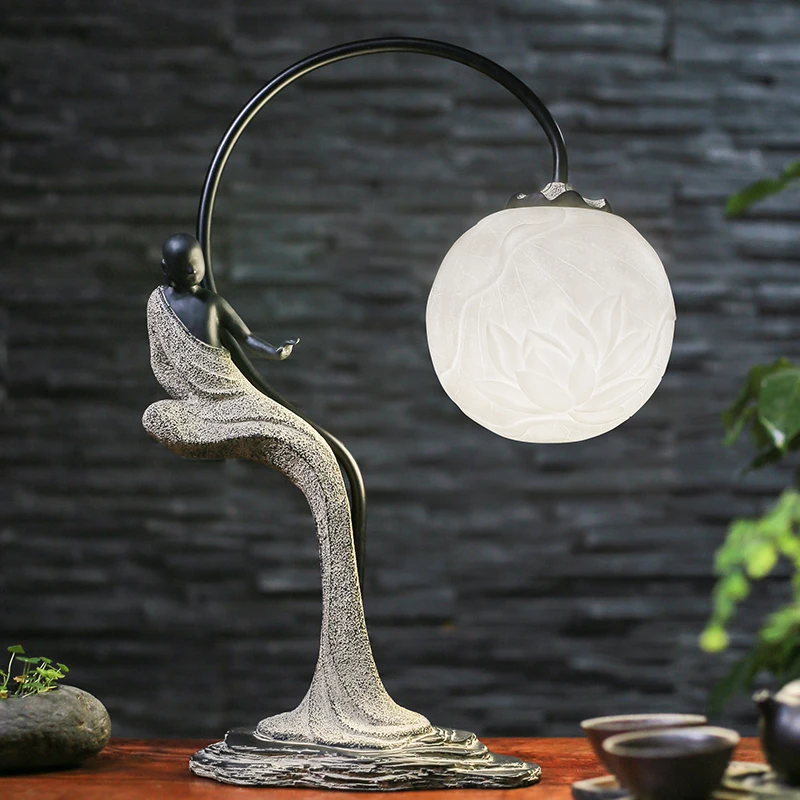 Новый китайский стиль ретро Zen настольные лампы для гостиной Led кровать лампа