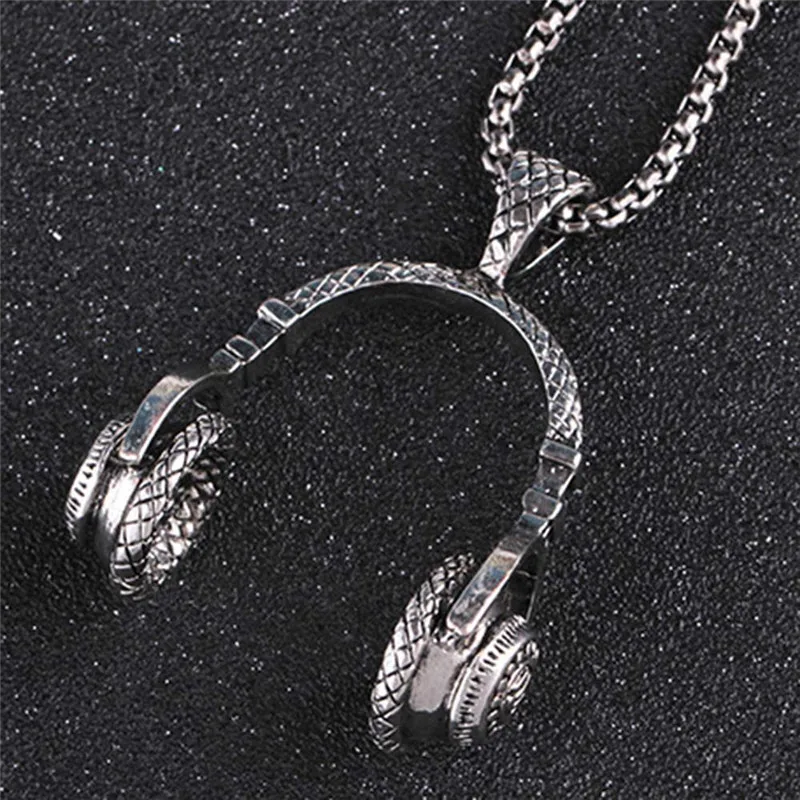 ROMAD панк Музыка подвеска в виде наушников ожерелья Золото/цепь для мужчин женщин