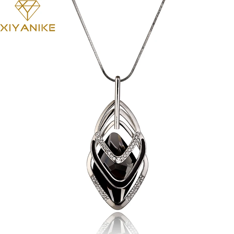 XIYANIKE, новинка, колье, Femme, геометрическое стекло, Длинные ожерелья и подвески для женщин, массивная цепочка макси, модное ювелирное изделие, N862