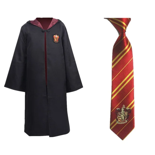 cloak with tie Hp Gryffindor Hufflepuff Ravenclaw Slytherin, детский халат для взрослых, плащ, карнавальный костюм, накидка на хэллоуин, рождество, галстук - Цвет: cloak with tie