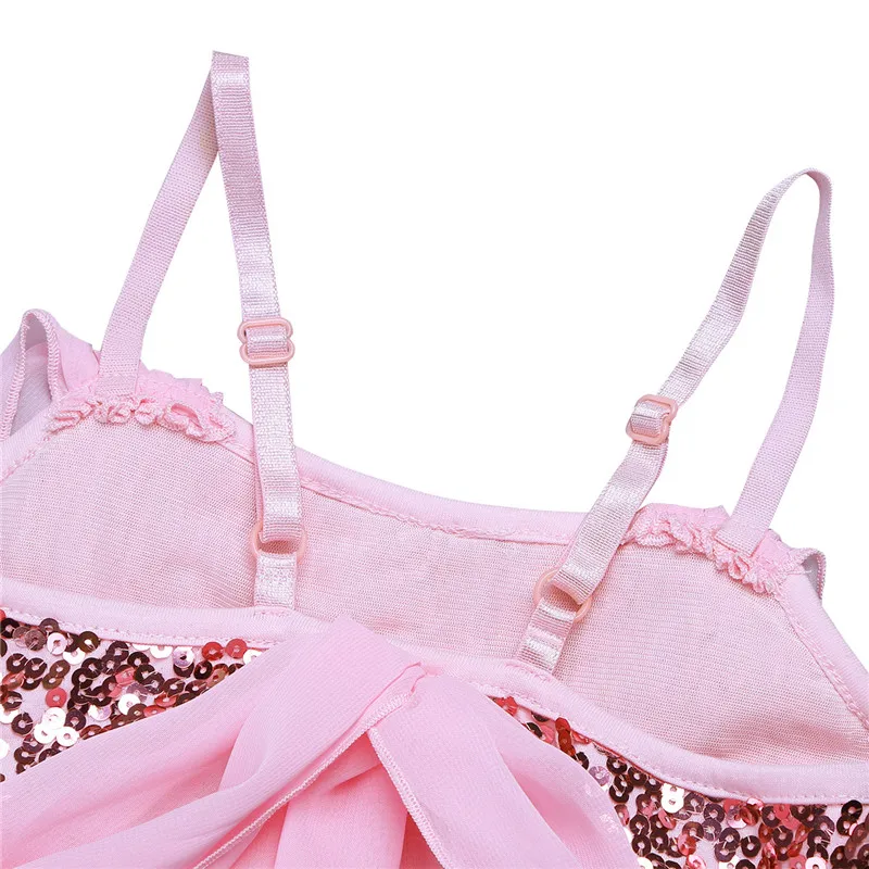 Балетное платье для девочек гимнастическое Трико-платье из шифона с блестками