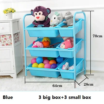 blue 28x64x70H cm Детская стойка для хранения игрушек, отделочная стойка для игрушек, многослойная стойка с роликом для детских игрушек, шкаф для хранения игрушек, коробка для хранения - Цвет: blue 28x64x70H cm
