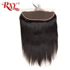 Бразильские волосы RXY 13x4, прямые волосы от уха до уха, застежка спереди, предварительно выщипанные человеческие волосы без повреждений с детскими волосами # 1b