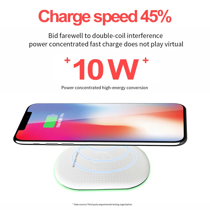 Qi Беспроводное зарядное устройство для iPhone 8 X XR XS Max 10W быстрая Беспроводная