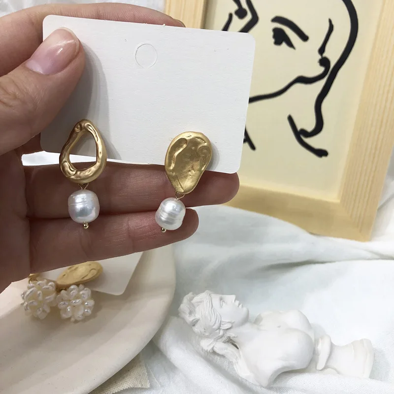 Женские Висячие серьги GWACC корейские геометрические металлические золотого