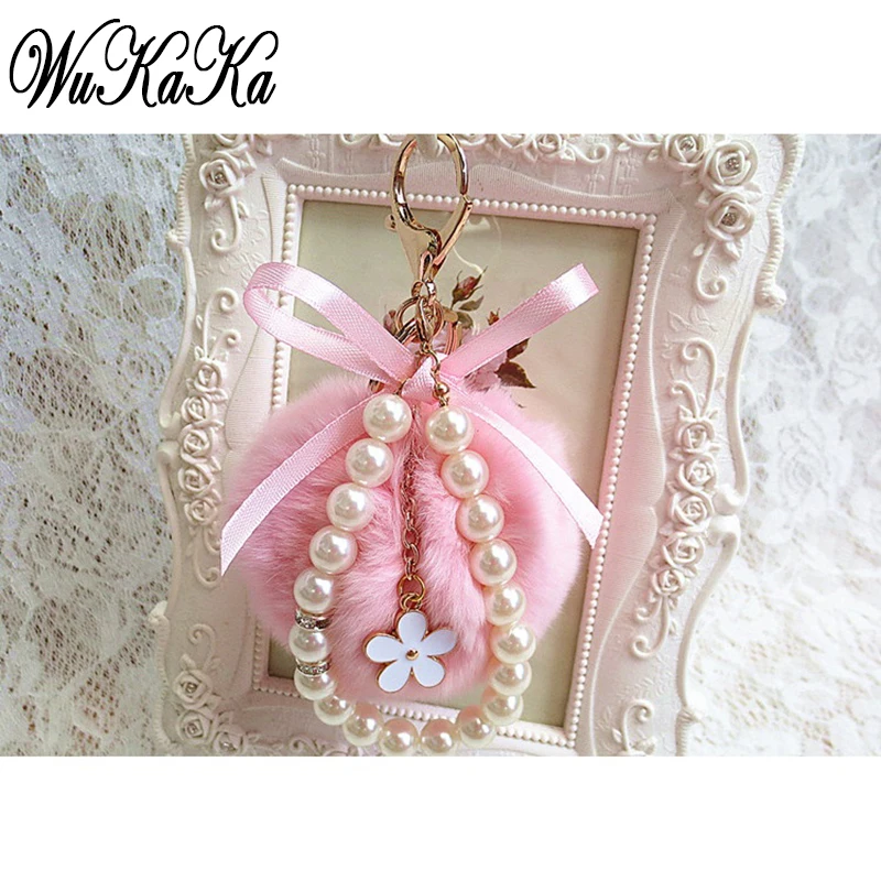 Заяц Кролик помпоны-Кролики Брелок женская сумка Подвеска Автомобиль цветок