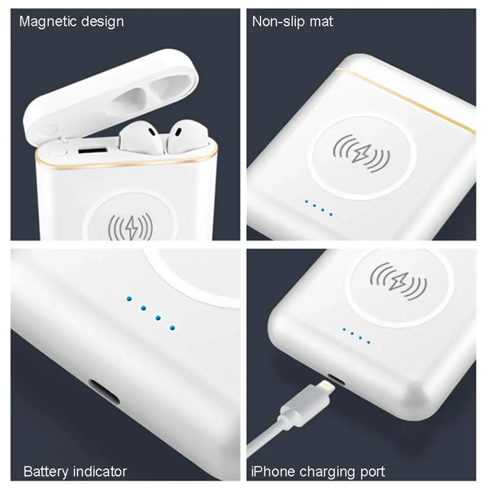 HBUDS XT6 TWS 3 in 1 Multifunction Bluetooth wireless headset +wireless charge+ 5200mAH wired charge powerbank for I7S I8X I9S |